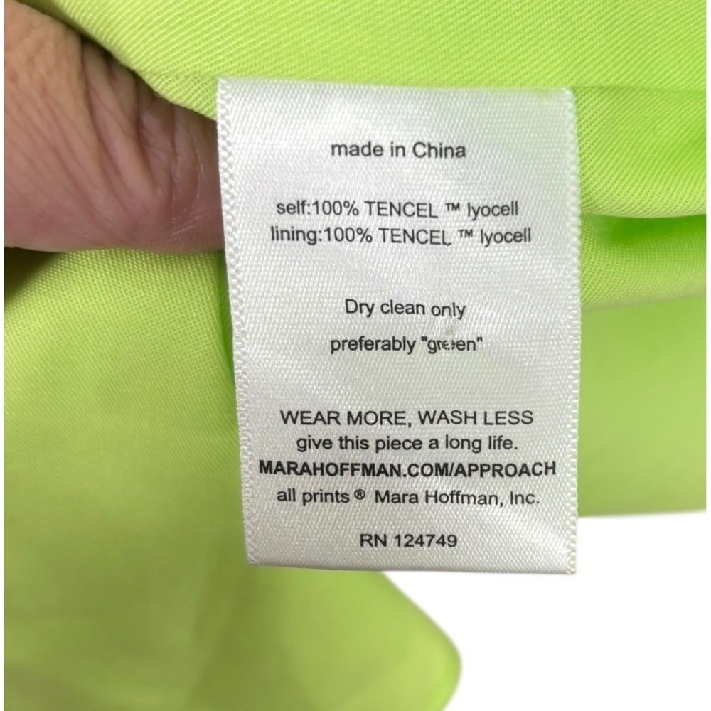 MARA HOFFMAN Naliyah V-Neck Maxi Dress Chartreuse Neon Green Bell Sleeve Size 16 - Picture 9 of 11